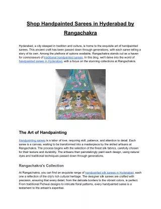 Shop Handpainted Sarees in Hyderabad by Rangachakra