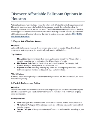 Discover Affordable Ballroom Options in Houston