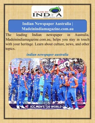 Indian Newspaper Australia  Madeinindiamagazine.com.au
