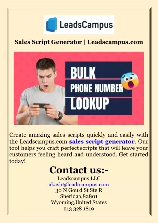 Sales Script Generator  Leadscampus.com