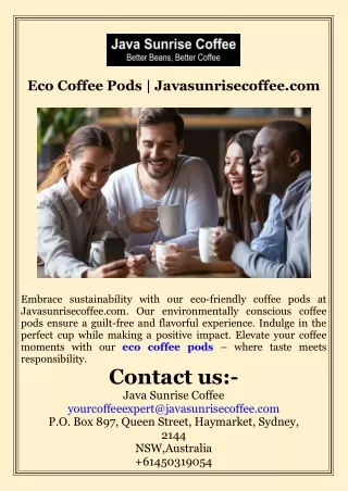 Eco Coffee Pods  Javasunrisecoffee.com