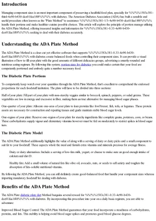 Portion Control Made Easy with the American Diabetes Association Plate Method