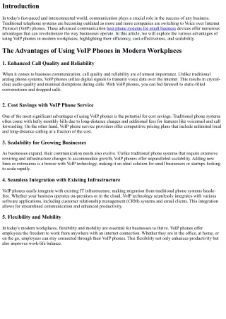 The Advantages of Using VoIP Phones in Modern Workplaces