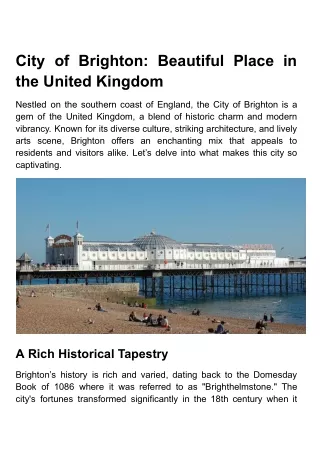 City of Brighton- Beautiful Place in the United Kingdom