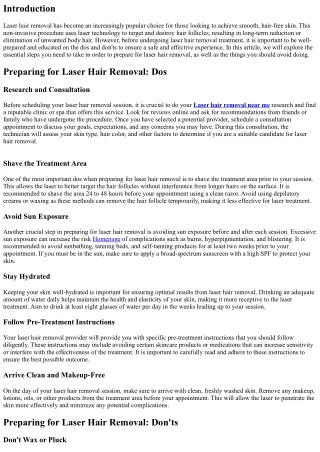 Preparing for Laser Hair Removal: Dos and Don'ts
