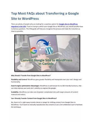 Top Most FAQs about Transferring a Google Site to WordPress
