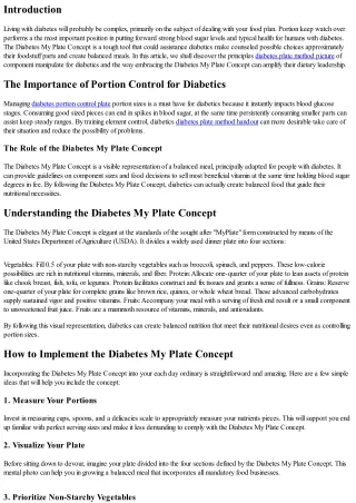 Portion Control for Diabetics: Embracing the Diabetes My Plate Concept