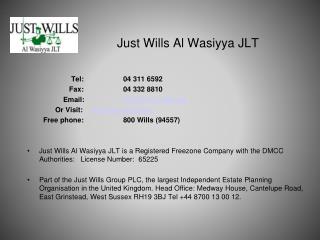 Just Wills Al Wasiyya JLT