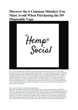 The Hemp Social - d9 vape pens