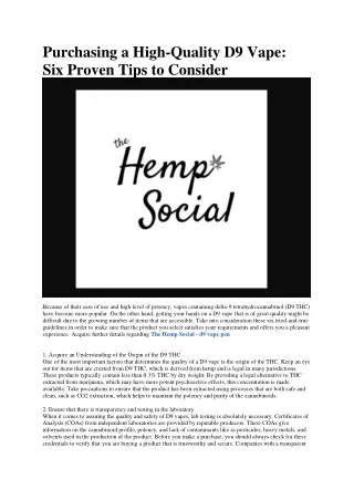 The Hemp Social - d9 vape pen