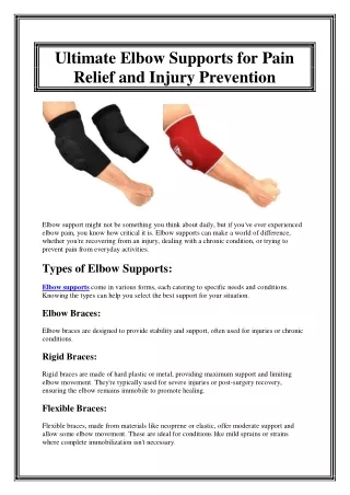 Ultimate Elbow Supports for Pain Relief and Injury Prevention