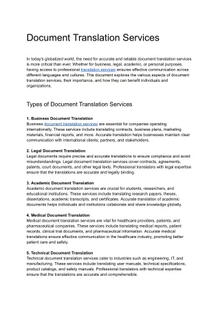 Document Translation Services