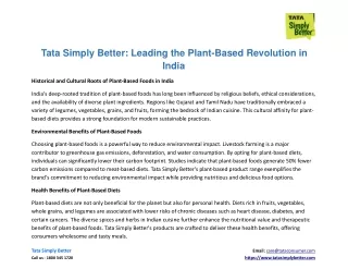 Tata Simply Better: Leading the Plant-Based Revolution in India