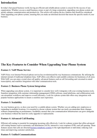 The Key Features to Consider When Upgrading Your Phone System