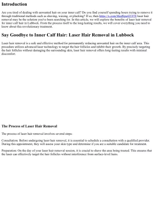 Say Goodbye to Inner Calf Hair: Laser Hair Removal in Lubbock