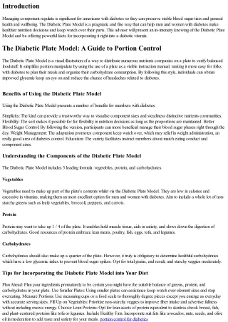 The Diabetic Plate Model: A Guide to Portion Control