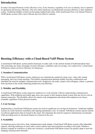 Boosting Efficiency with a Cloud-Based VoIP Phone System