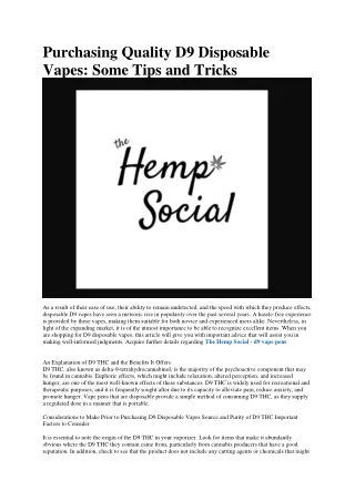 The Hemp Social - d9 vape carts