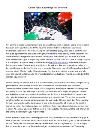 OnlinePokerKnowledgeForEveryone