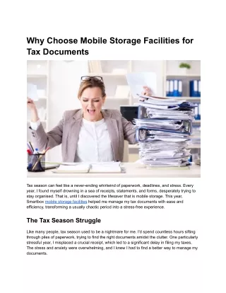 Why Choose Mobile Storage Facilities for Tax Documents