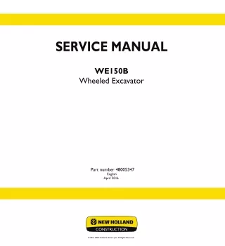 New Holland WE150B Wheeled Excavator Service Repair Manual Instant Download