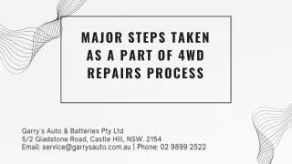 Major Steps Taken As a Part of 4wd Repairs Process