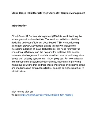 Cloud Based ITSM Market: Empowering Digital Transformation