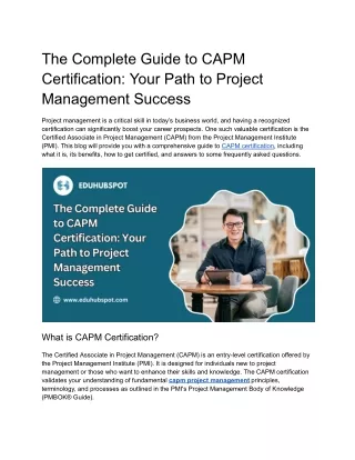 The Complete Guide to CAPM Certification_ Your Path to Project Management Success