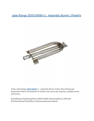 Jade Range 2500126584 U - Assembly Burner | PartsFe