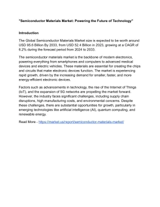 "Semiconductor Materials Market: Enabling Smart Solutions"