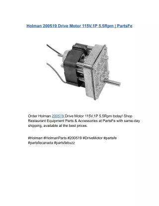 Holman 200519 Drive Motor 115V,1P 5.5Rpm | PartsFe