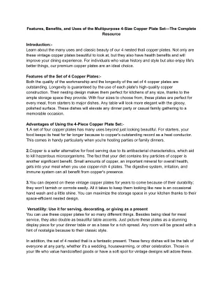 Features, Benefits, and Uses of the Multipurpose 4-Size Copper Plate Set—The Complete Resource