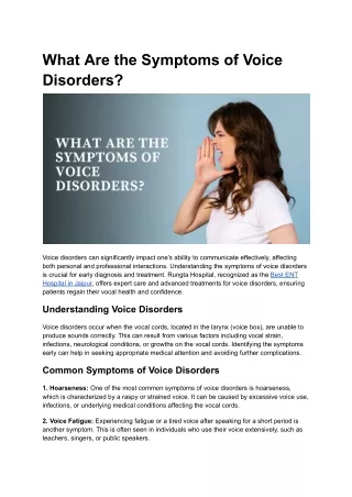 What Are the Symptoms of Voice Disorders_