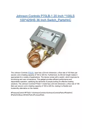 Johnson Controls P70LB-1 20 Inch ^100LS 100^425HS 36 Inch Switch_PartsHnC