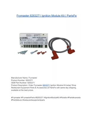 Frymaster 8263271 Ignition Module Kit | PartsFe