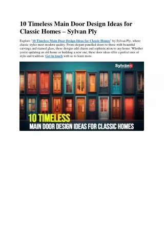 10 Timeless Main Door Design Ideas for Classic Homes