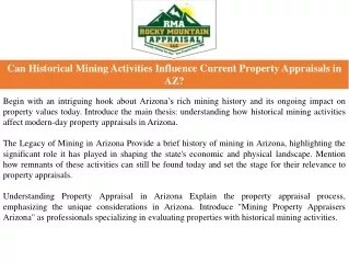 Can Historical Mining Activities Influence Current Property Appraisals in AZ