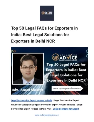 Top 50 Legal FAQs for Exporters in India - Google Docs
