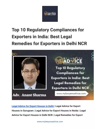 Top 10 Regulatory Compliances for Exporters in India - Google Docs