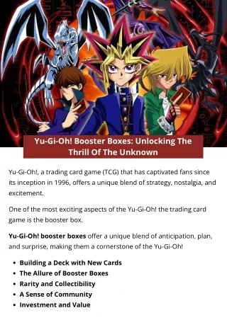 Yu-Gi-Oh! Booster Boxes Unlocking The Thrill Of The Unknown