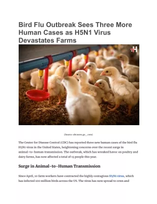 Bird Flu Outbreak Sees Three More Human Cases as H5N1 Virus Devastates Farms