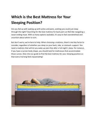 Best Mattress for Every Sleeping Position