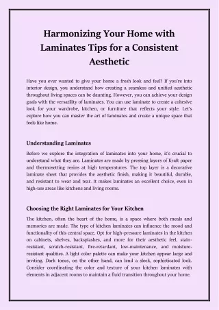 Harmonizing Your Home with Laminates Tips for a Consistent Aesthetic