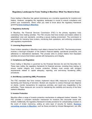 Regulatory Landscape for Forex Trading in Mauritius_ What You Need to Know