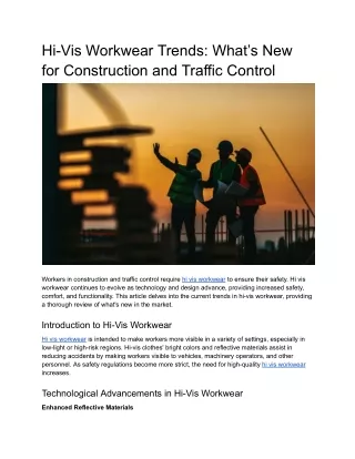 Hi-Vis Workwear Trends_ What’s New for Construction and Traffic Control