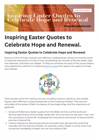 Inspiring Easter Quotes to Celebrate Hope and Renewal.