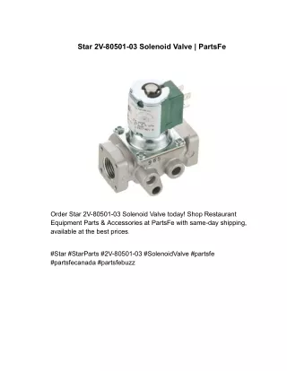Star 2V-80501-03 Solenoid Valve | PartsFe