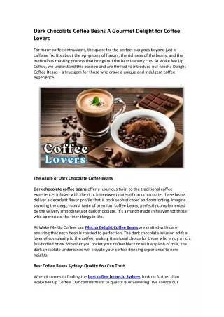 Dark Chocolate Coffee Beans A Gourmet Delight for Coffee Lovers