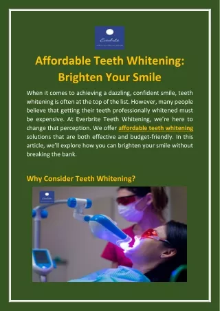 Affordable Teeth Whitening: Brighten Your Smile