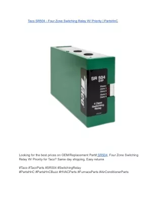 Taco SR504 - Four Zone Switching Relay W_ Priority _ PartsHnC